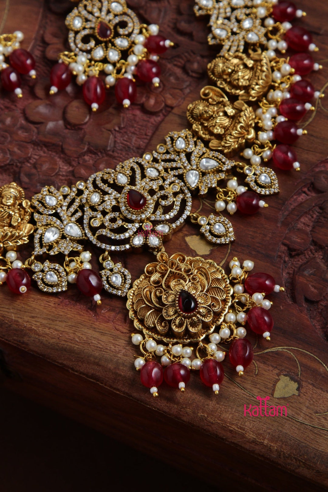 Nathiya - Victorian Goddess Maroon Necklace - N6108