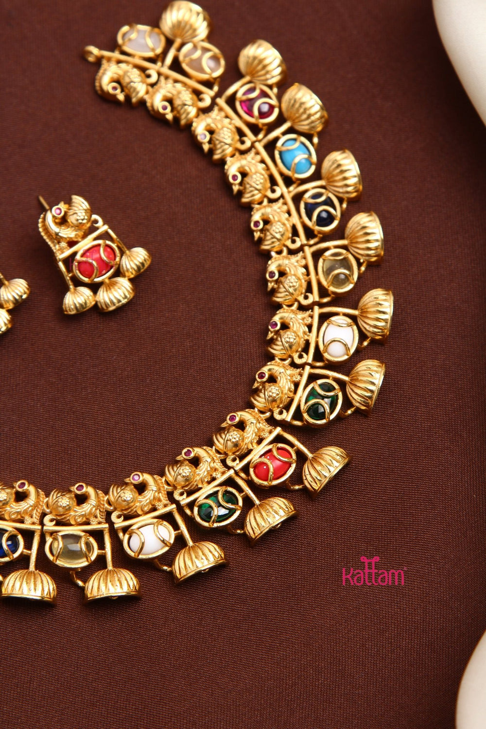 Navarathna Stone Peacock Choker Set - N3505