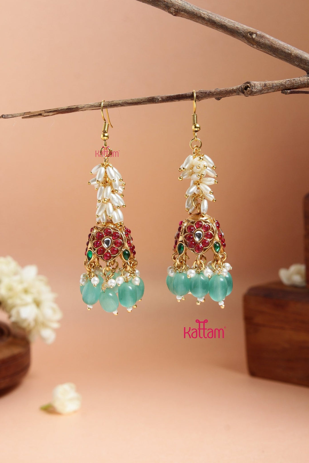 Nisha - Pearl Hook Jhumka Design 1 - E922