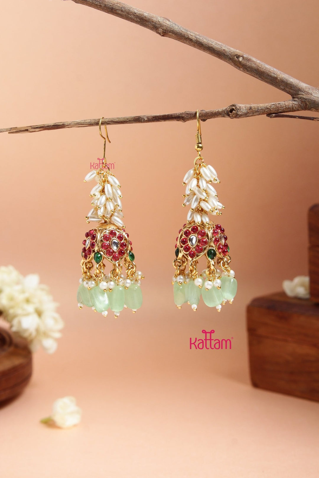 Nisha - Pearl Hook Jhumka Design 3 - E924