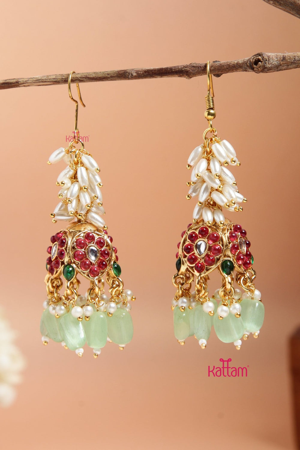 Nisha - Pearl Hook Jhumka Design 3 - E924