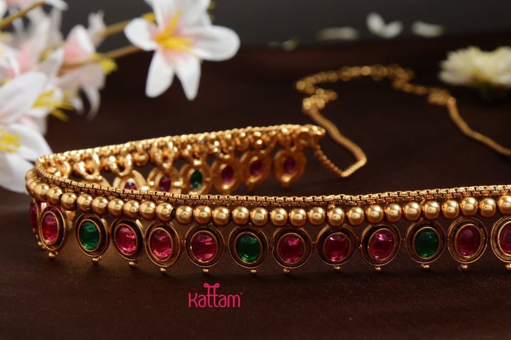 Oval Ruby Green Hip Chain - HB149