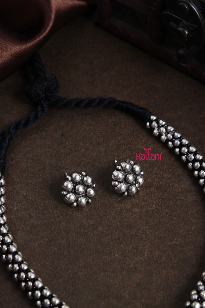 Oxidised Mini Flower Choker - N1972