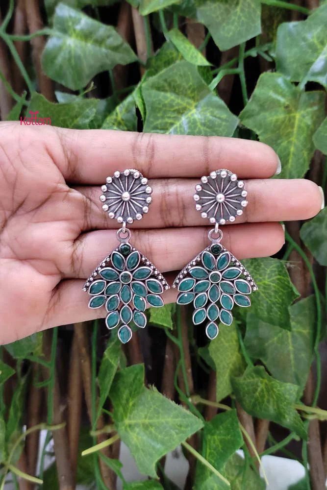 Oxidised Petal Drop Earring - E709