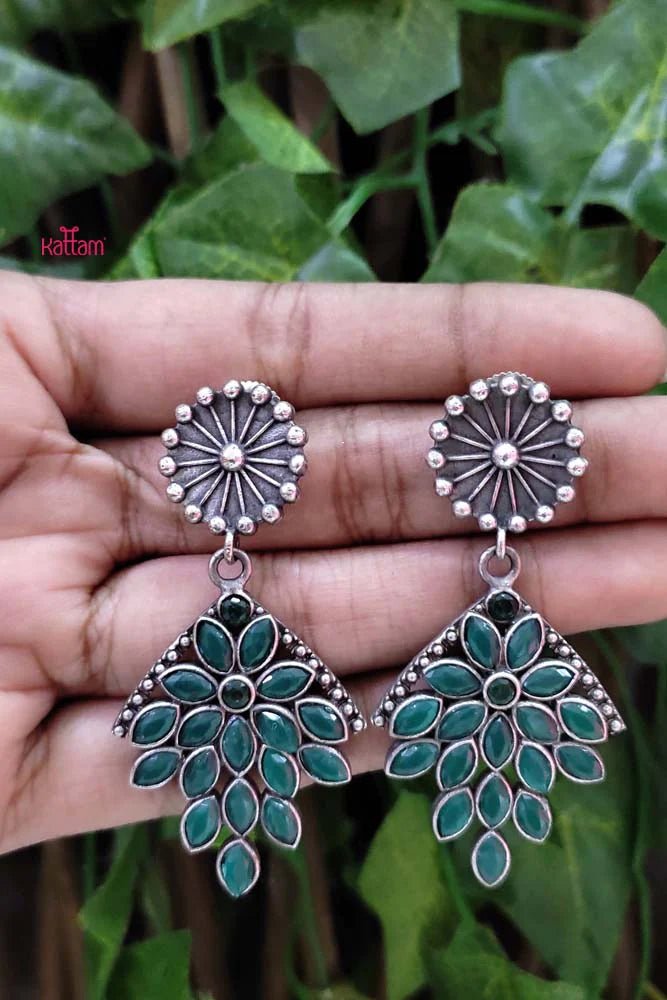 Oxidised Petal Drop Earring - E708