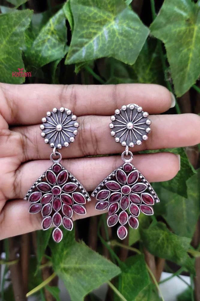 Oxidised Petal Drop Earring - E710