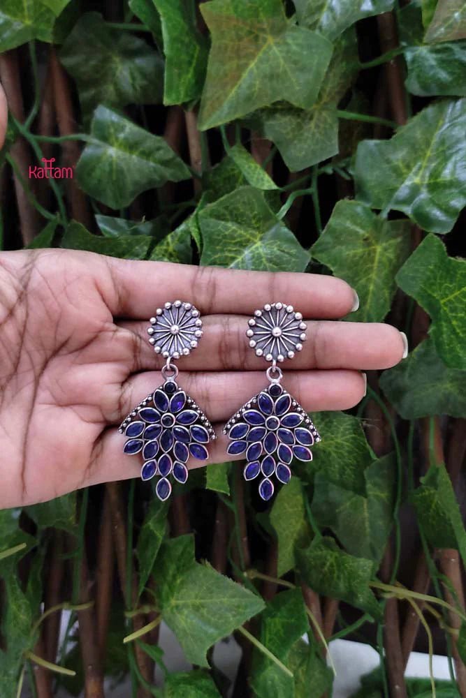 Oxidised Petal Drop Earring - E708