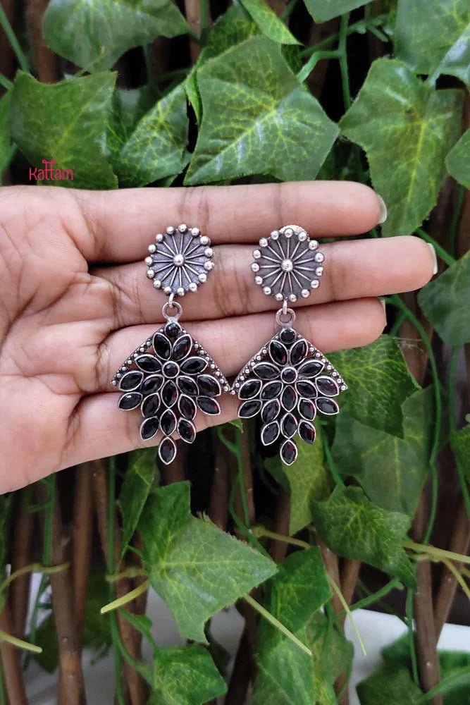 Oxidised Petal Drop Earring - E711