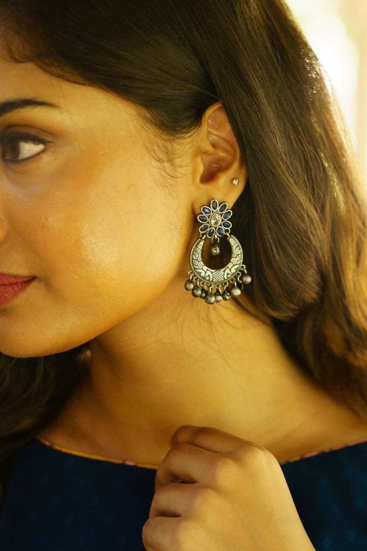 Oxidised Rubygreen Chandbali Earring - E634