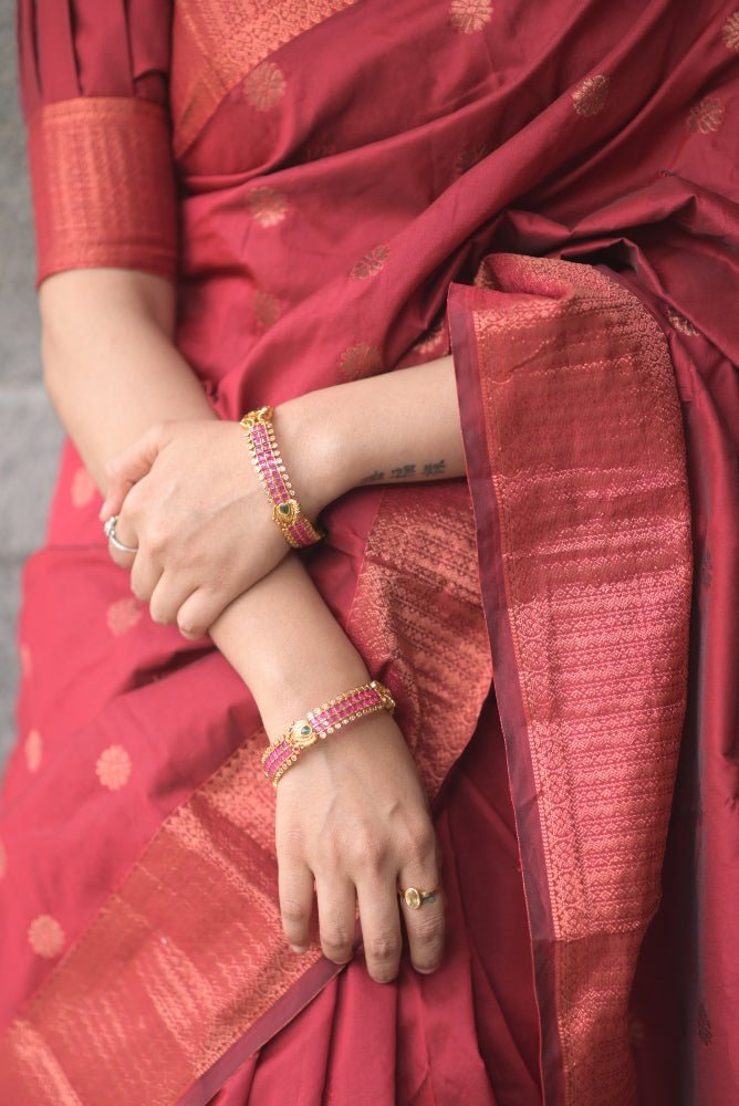 Peacock Festive Ruby Stone Bangle - B404 - V4