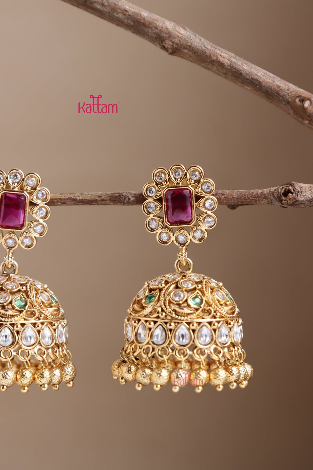 Peacock Goldtone Jhumka - E1059