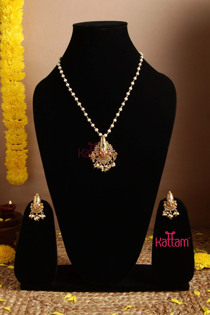 Tinkal Handmade Kerala Short Mala Designer Set using Hyderabadi Pearl along with top gold plated Beads and chain for Women and Girls