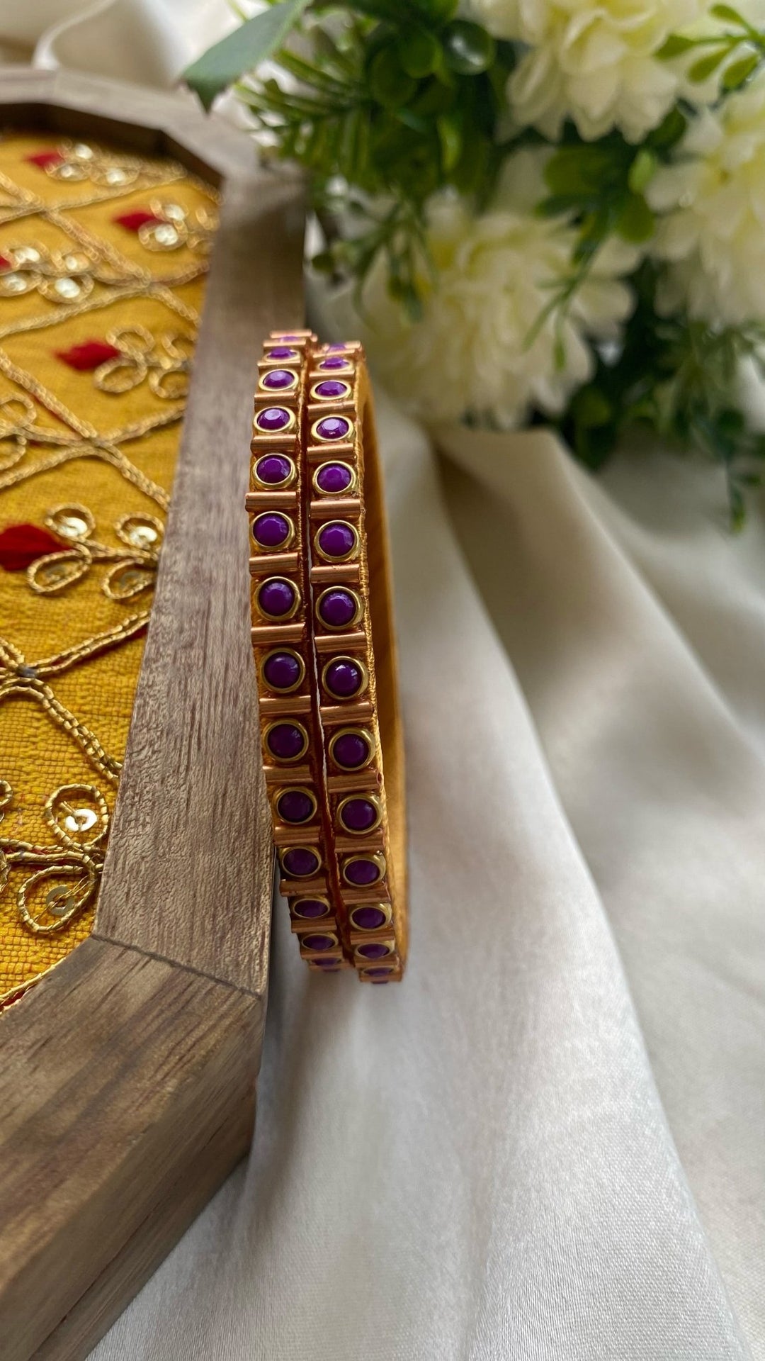 PRE ORDER - Dot Handmade Kundan Bangles (Set of 2 - 9 Colour Options Available ) - KB035 - V4