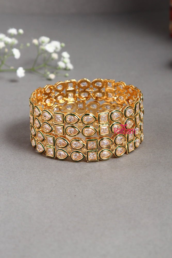 Premium Kundan Drop Bangles (Set of 2) - B398 - V4