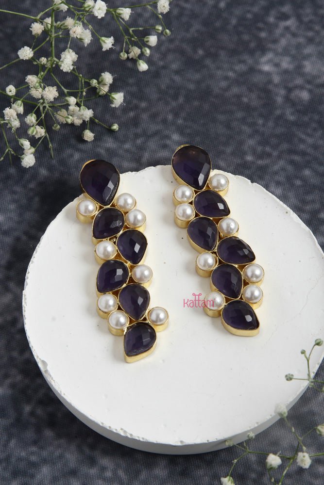 Quarts Pearl Drop Earring - E765