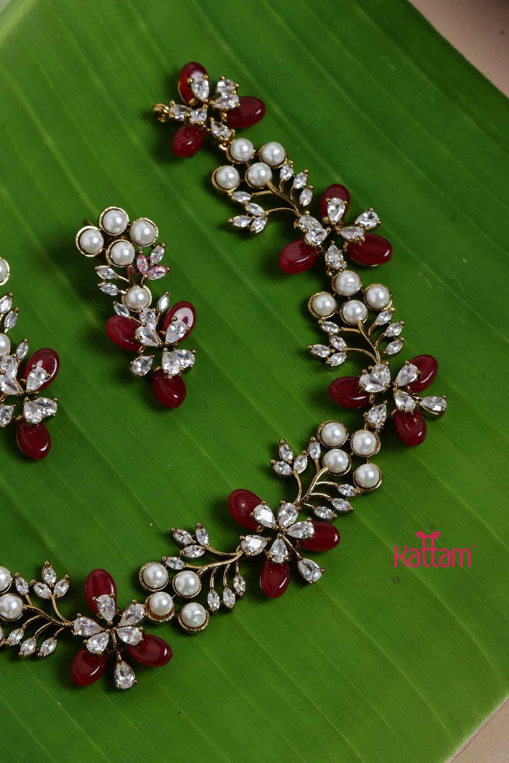 Rashmi - Trendy Maroon Pearl Choker - N5140