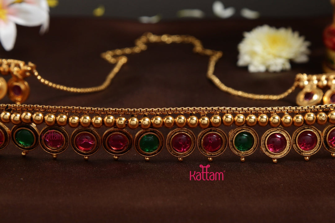 Round Ruby Green Hip Chain - HB153