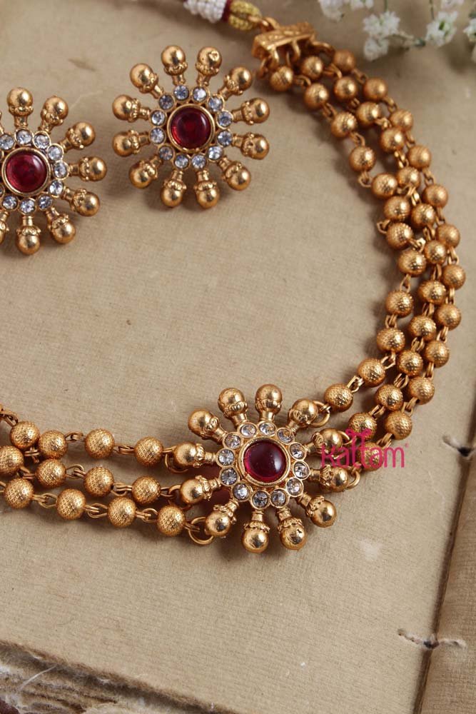 Ruby Chakra Goldtone Choker - N2288