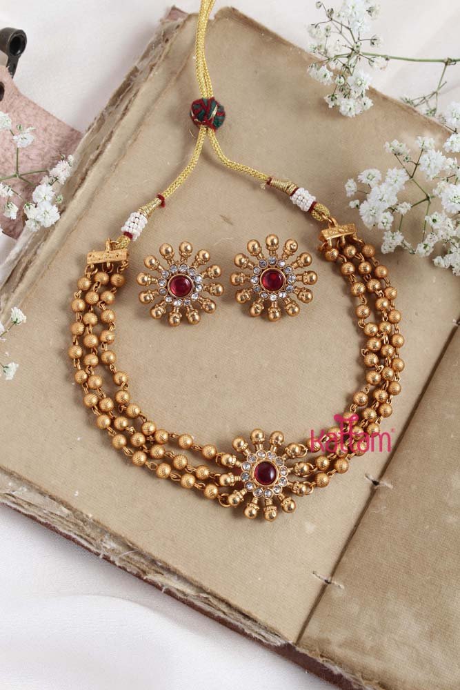 Ruby Chakra Goldtone Choker - N2288