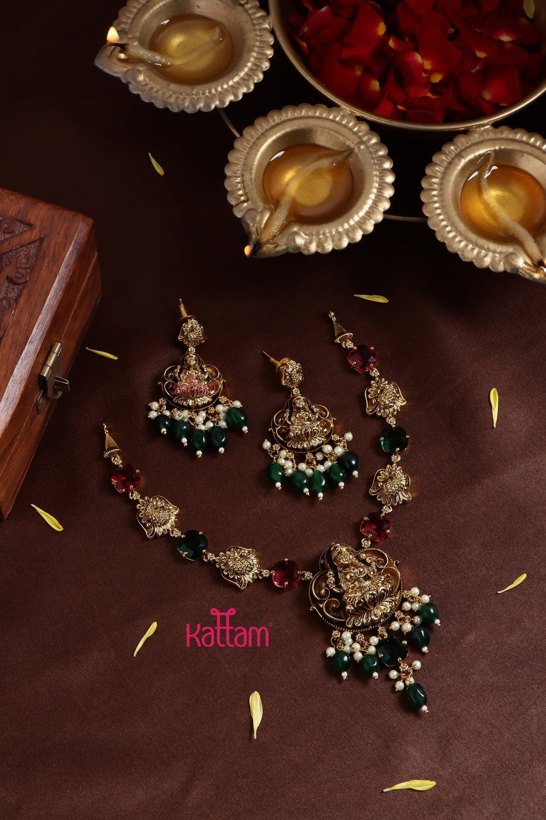 Ruby Emerald Nakshi Necklace - N3241