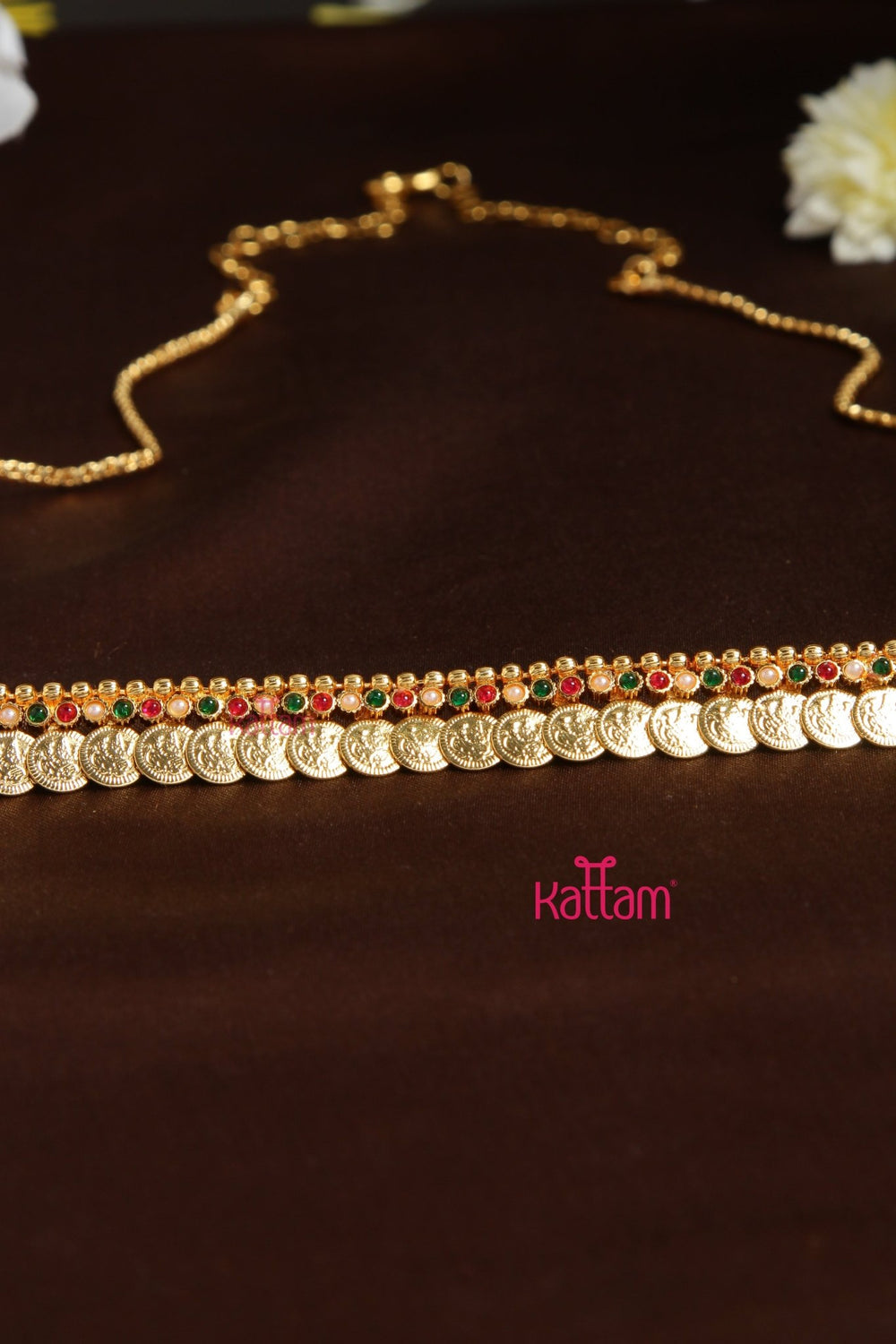 Ruby Green Pearl Coin Hip Chain - HB169