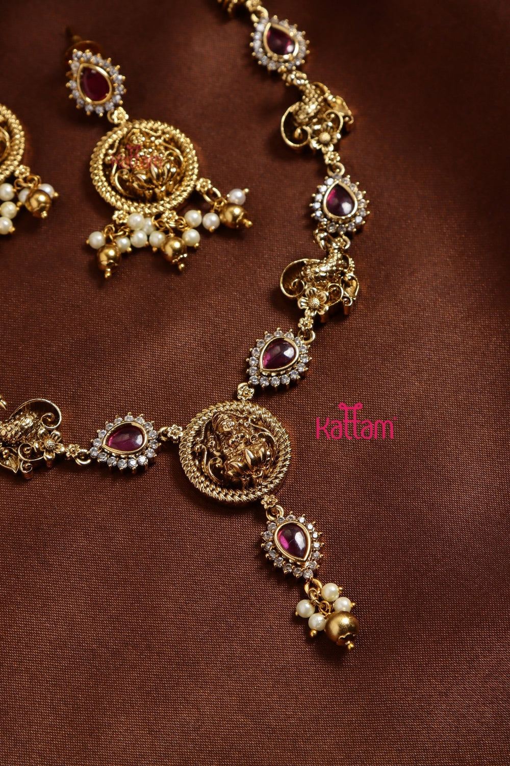 Ruby White Nakshi Necklace - N3229