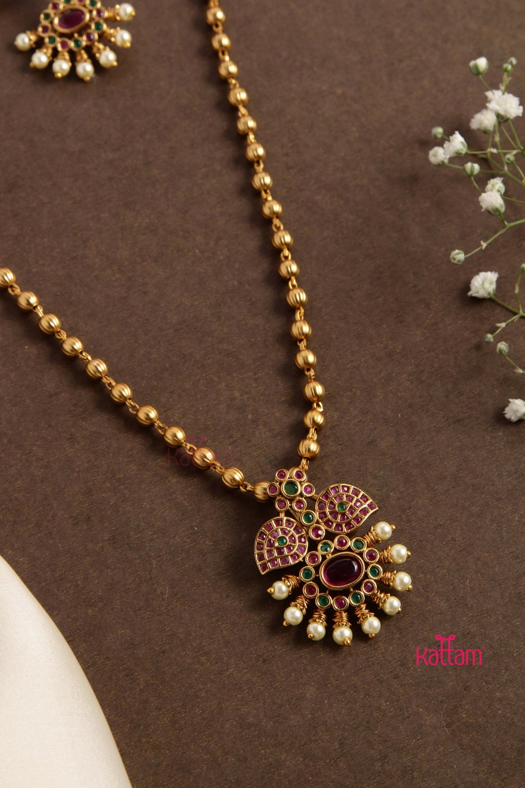 Rubygreen Pendant Goldtone Chain - N2756