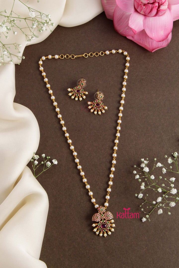 Rubygreen Pendant Pearl Chain - N2754