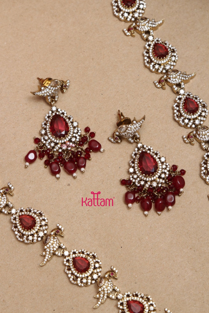 Sahara - Maroon Victorian Bridal Jewellery ( Sold Separately ) - N5250H