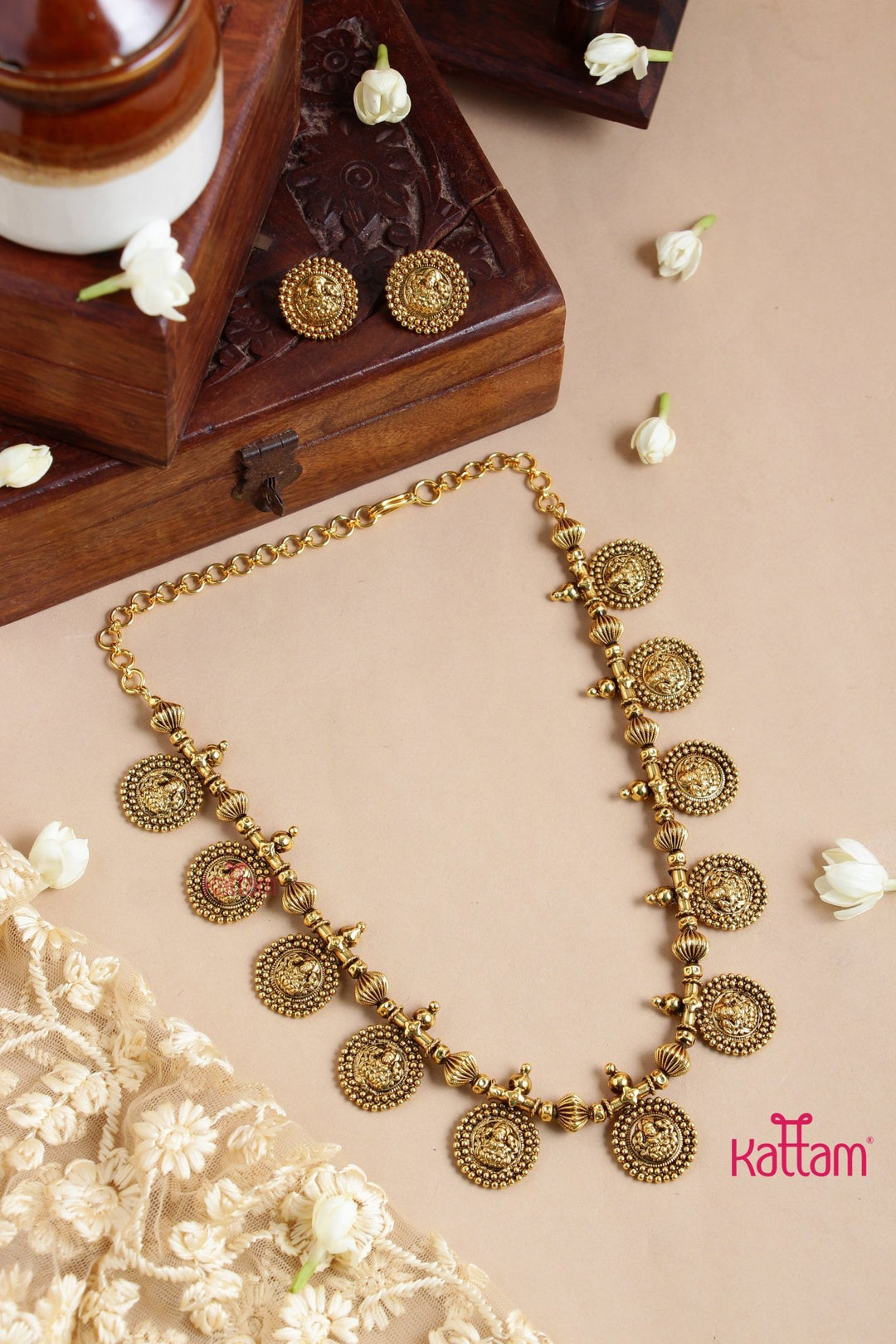 Sakthi - Goddess Lakshmi Coin Choker - N3276