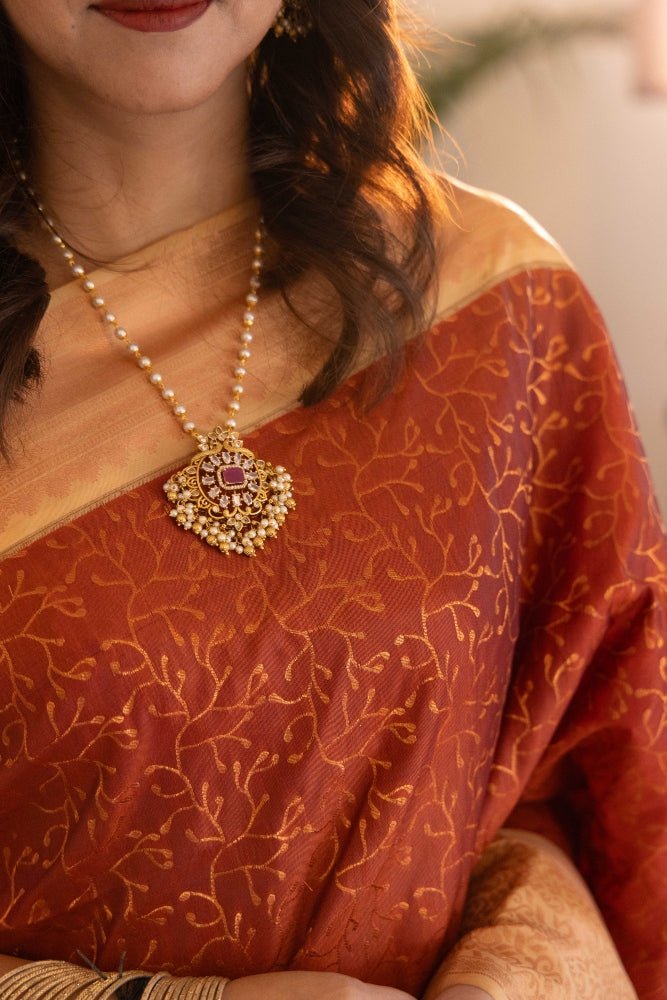 Sanvi - Ruby Peacock Pearl Chain - N2704