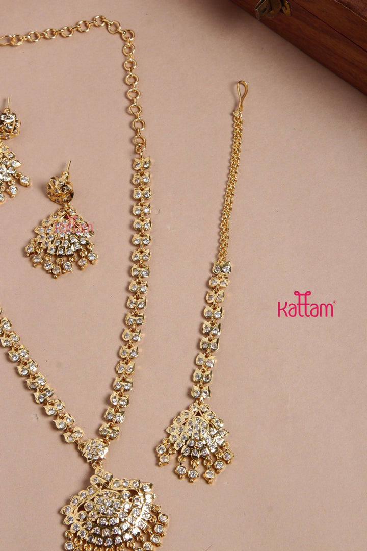 Semi Bridal Gati Necklace Haram Maang Tikka Set 2 - N3174