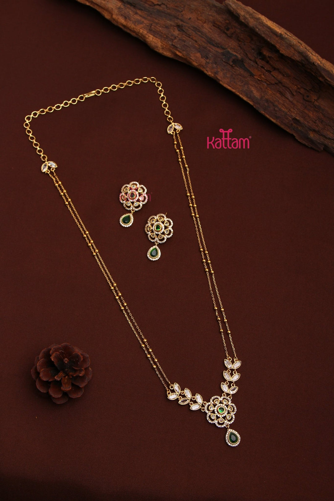 Shivanya - Layered Green Flower Chain - N3490