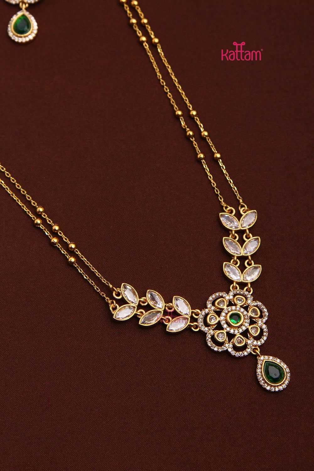 Shivanya - Layered Green Flower Chain - N3490