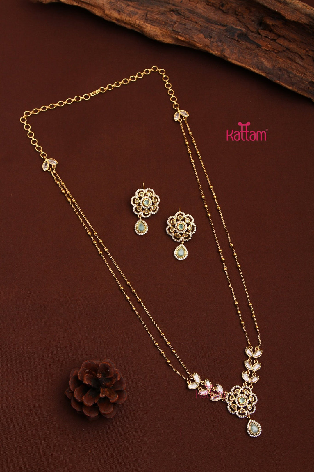 Shivanya - Layered PastelGreen Flower Chain - N3491