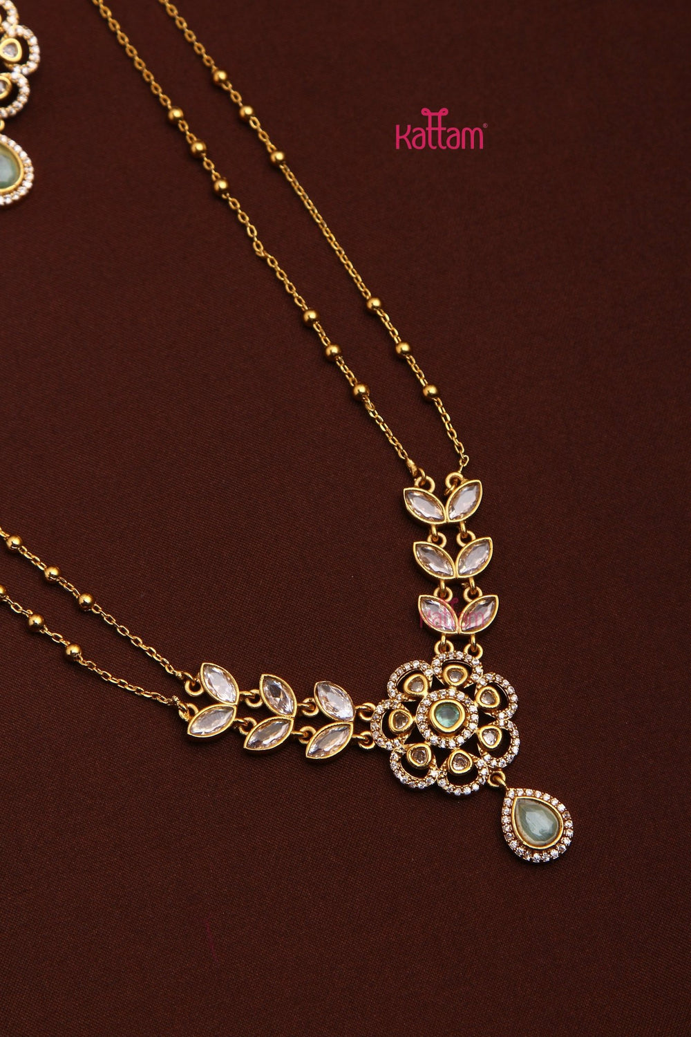 Shivanya - Layered PastelGreen Flower Chain - N3491