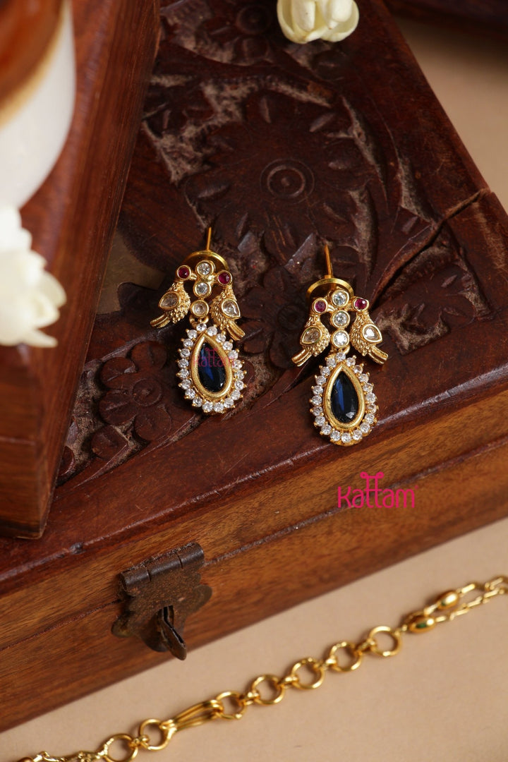 Shobitha - Layered Gold Blue Stone Chain Set - N3259