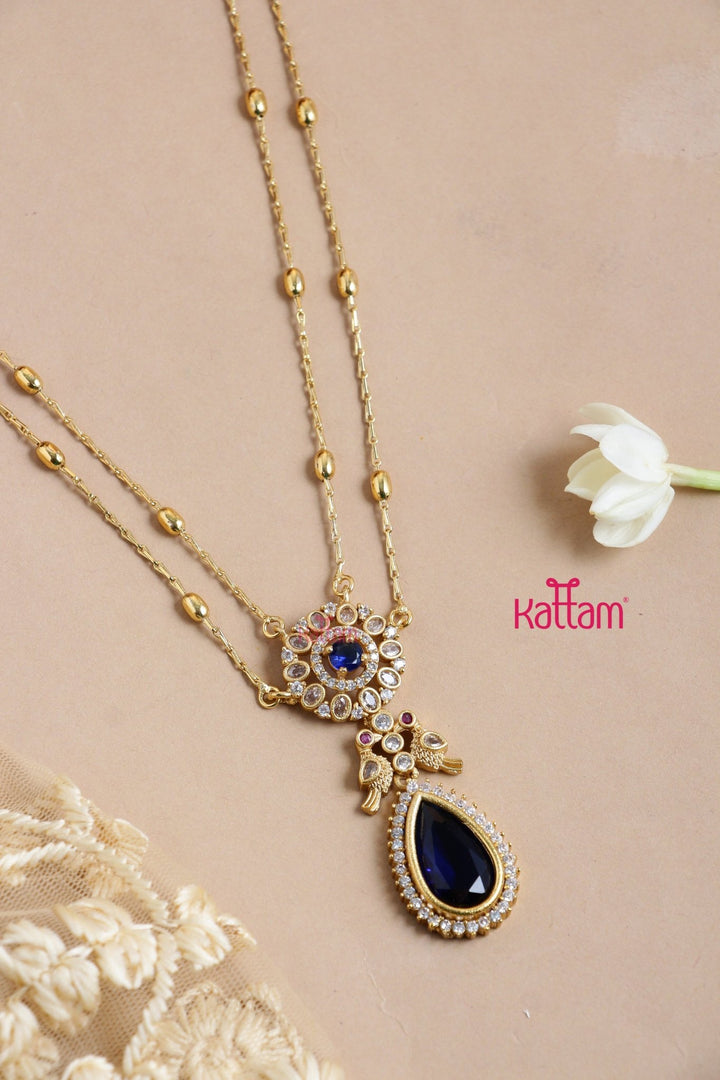 Shobitha - Layered Gold Blue Stone Chain Set - N3259