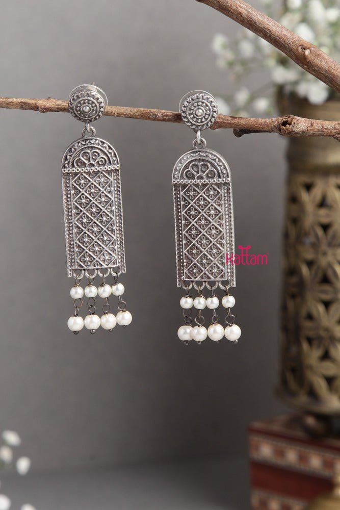 Silver Lookalike Statement Earring - E450