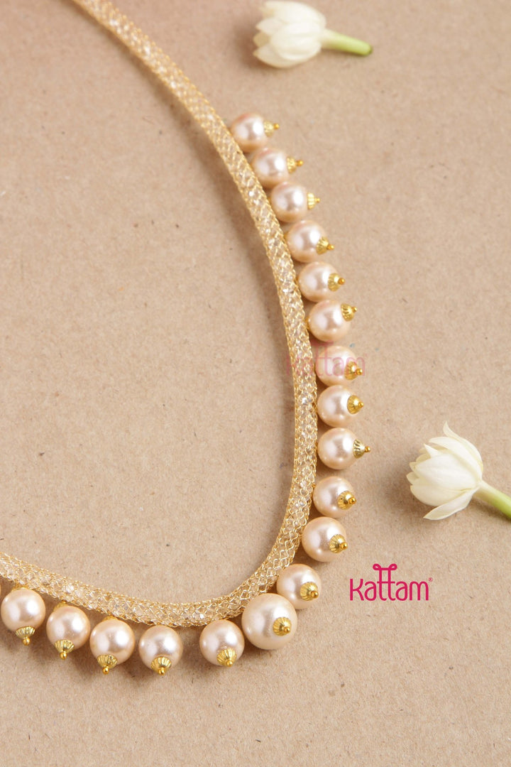 Simple Geometric Pearl Necklace - N2767