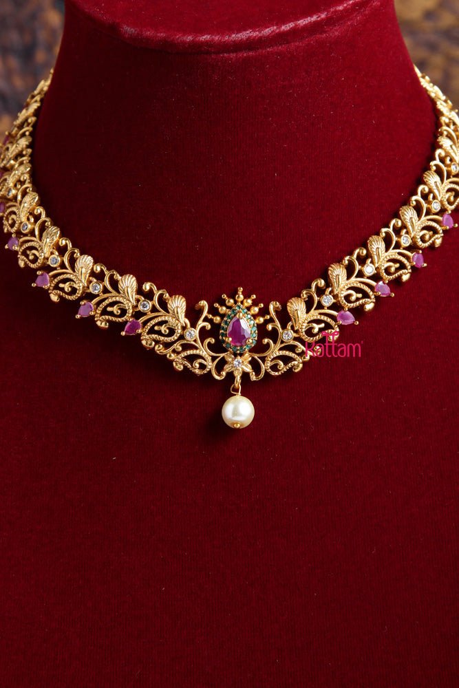 Simple Ruby Florish Necklace - N1891