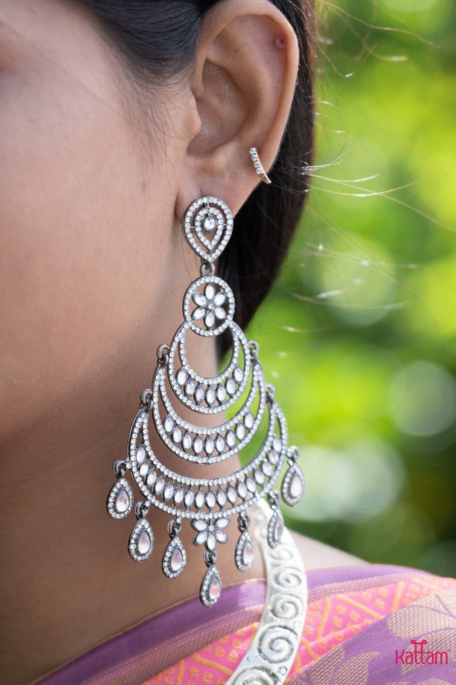 Statement Kundan Chandbali Earrings - E191