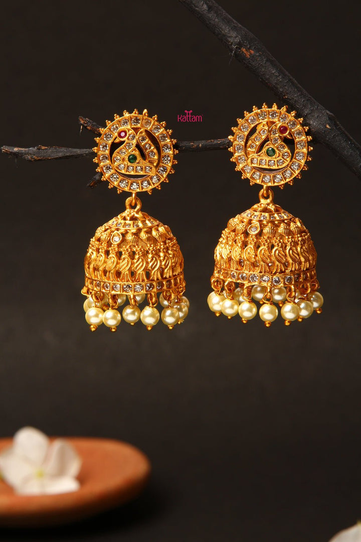 Stone Peacock Jhumka - E052