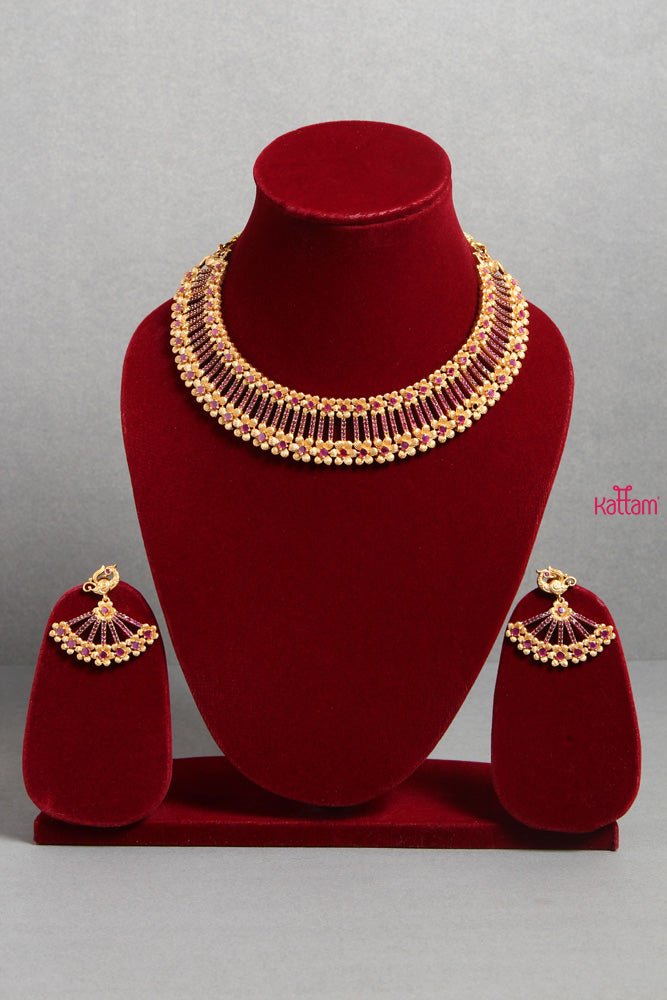 Stylish Ruby Double Layered Choker - N1564