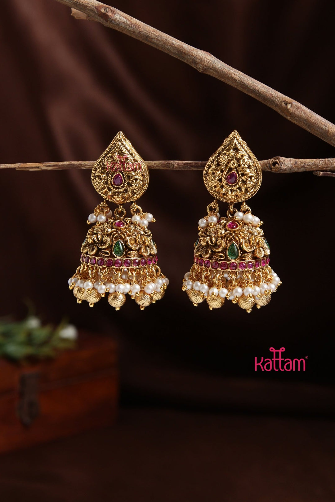 Thilak Matte Pearl Jhumka - E932