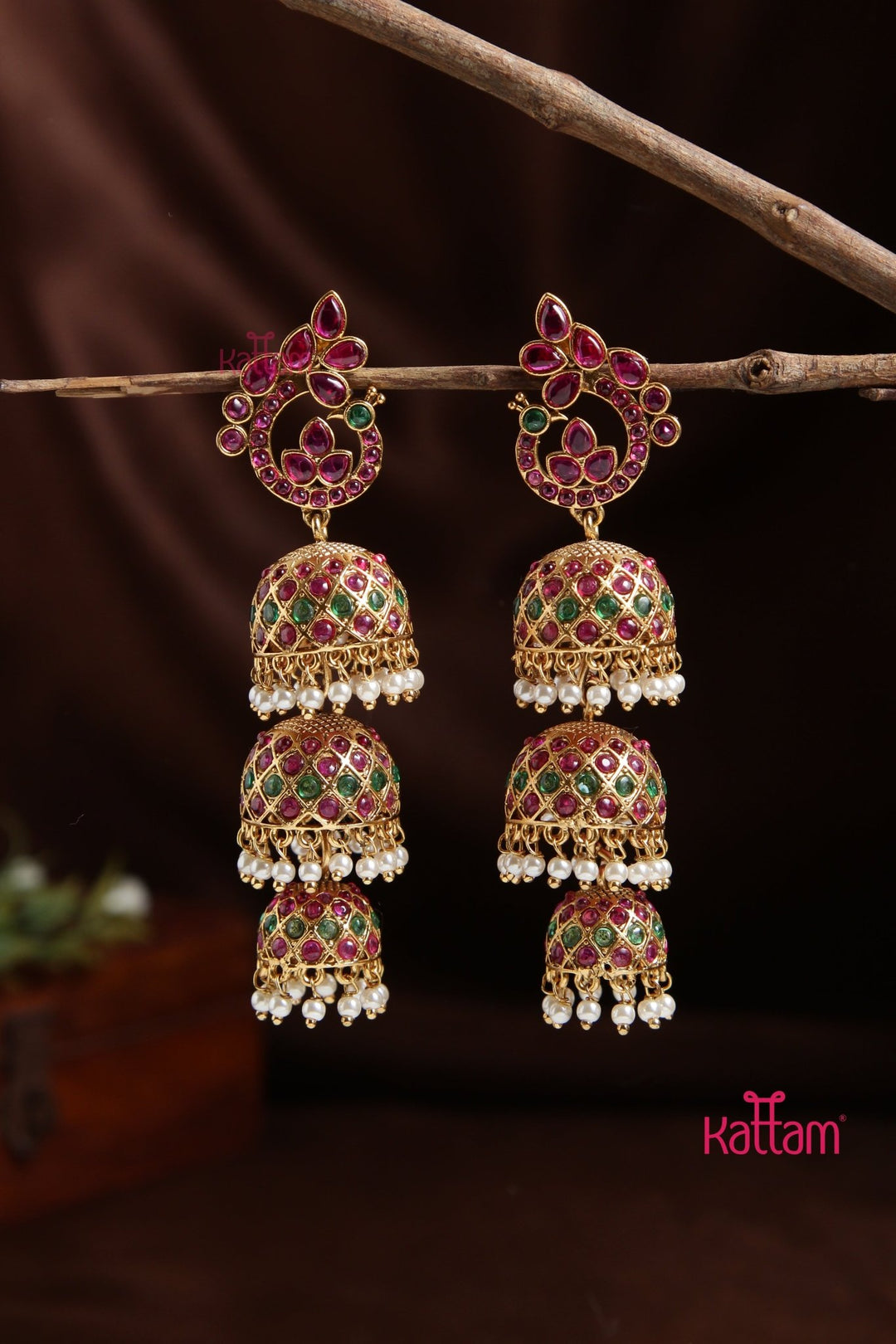 Vannamayil Triplet Jhumka - E936