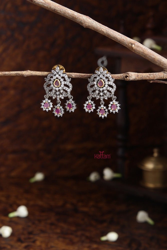 Victorian AD Ruby Three Drop Earring - E497