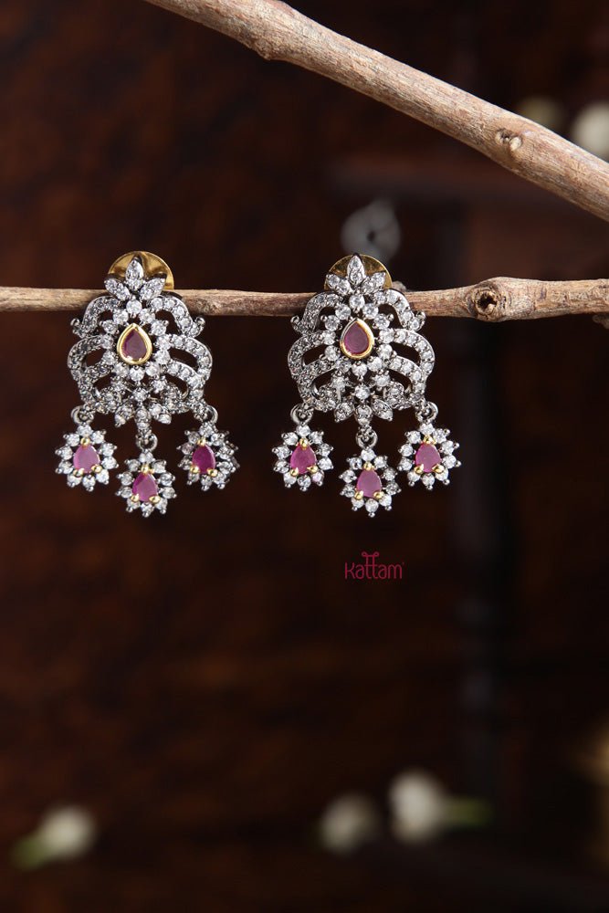 Victorian AD Ruby Three Drop Earring - E497