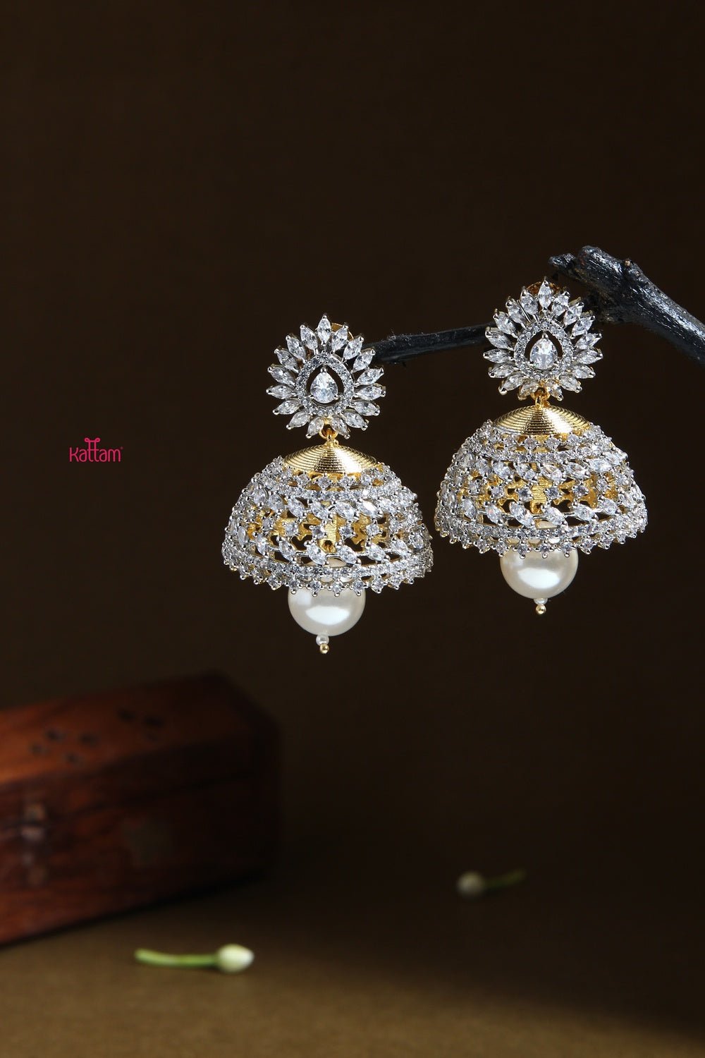 White Gold Jhumka - E170