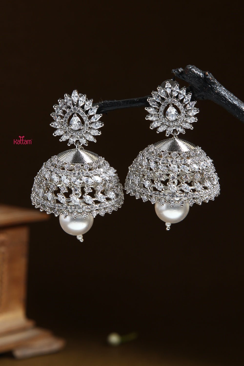 White Stone Jhumka - E171